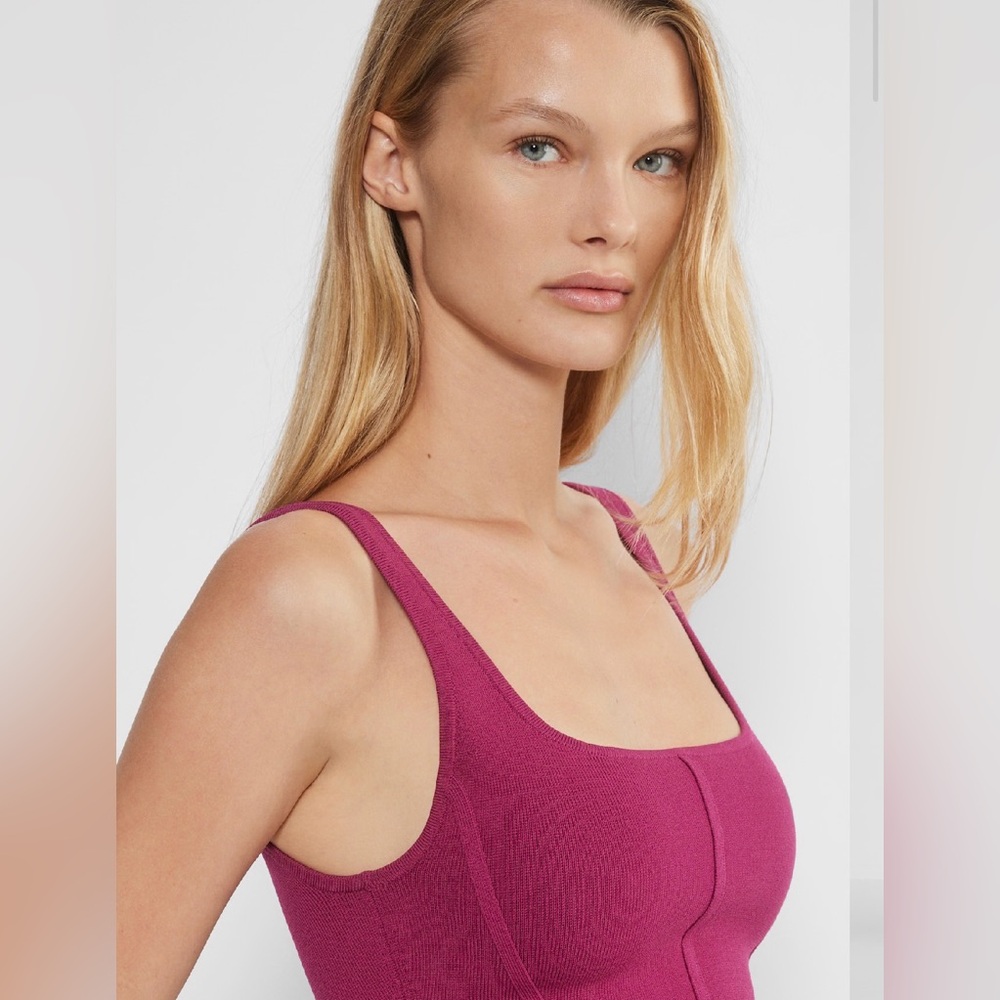 Babaton Sculpt Knit Bustier Tank in Rich Magenta
